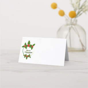 Name Place Card-Merry Christmas Holly Card