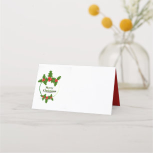 Name Place Card-Merry Christmas Holly Place Card