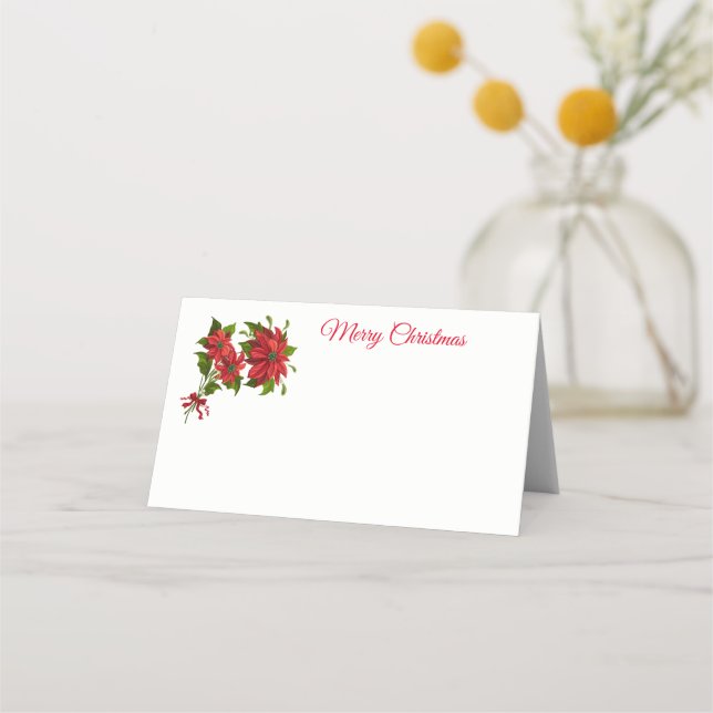 Name Place Card-Poinsettias Place Card (Front)