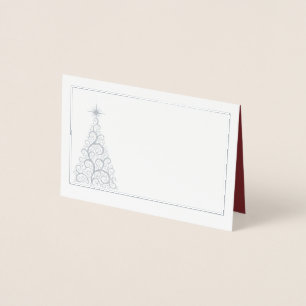 Name Place Card SLVR Foiled ChristmasTree
