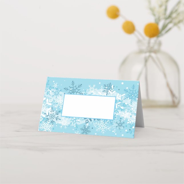 Name Place Card-Snowflakes Place Card (Front)