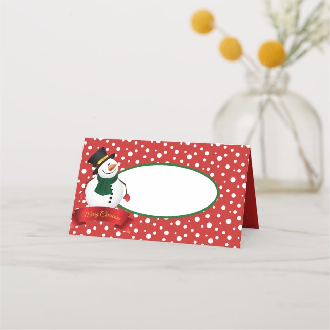 Name Place Cards-Christmas Snowman Card (Front)