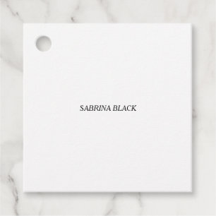 Name Plain Modern Minimalist Simple White Favour Tags