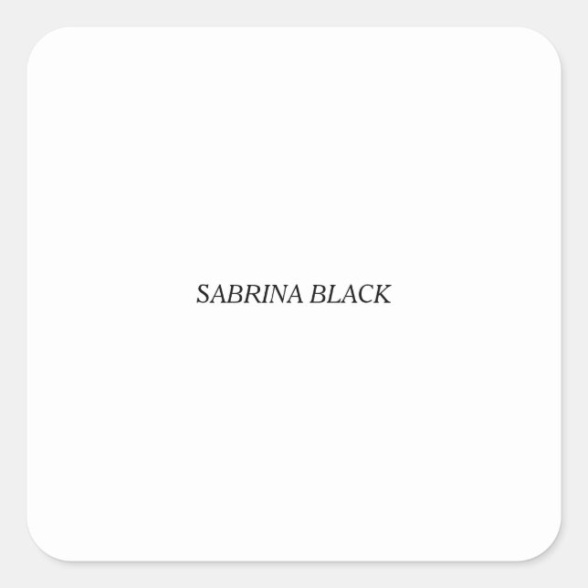 Name Plain Modern Minimalist Simple White Square Sticker (Front)