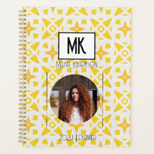 Name Planner with Photo on Yellow Grunge Pattern