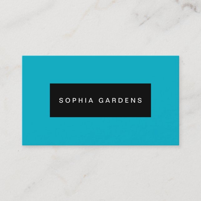 Name Plate - Black on Blue 00b2ca Business Card (Front)