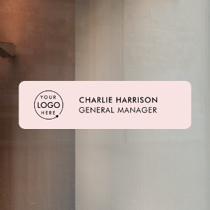 Name Plate Business Logo Blush Pink Feminine Window Cling