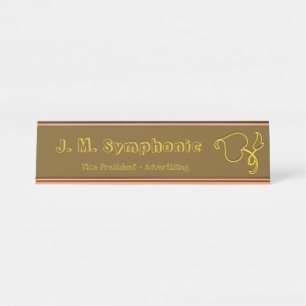 Name Plate - Leaf Outline with Name and Title