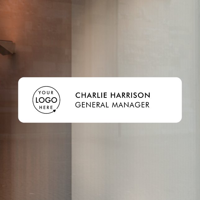 Name Plate Office Door Business Logo Modern White Window Cling (Creator Uploaded)