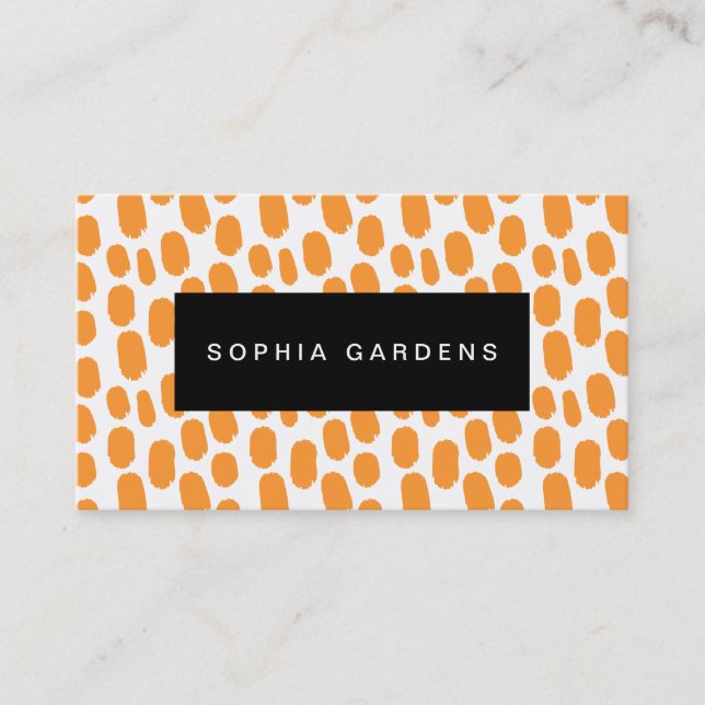 Name Plate - Paint Strokes - Light Orange Business Card (Front)