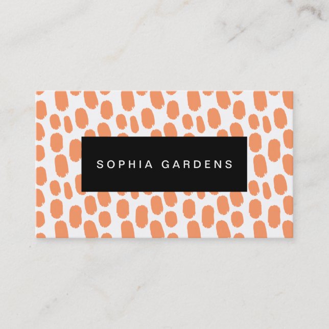 Name Plate - Paint Strokes - Peach Business Card (Front)