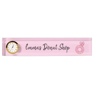 Name Plate Pink Doughnut Heart