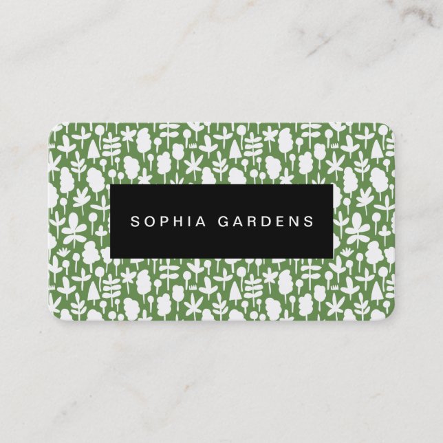 Name Plate - Plants and Tree Pattern Business Card (Front)