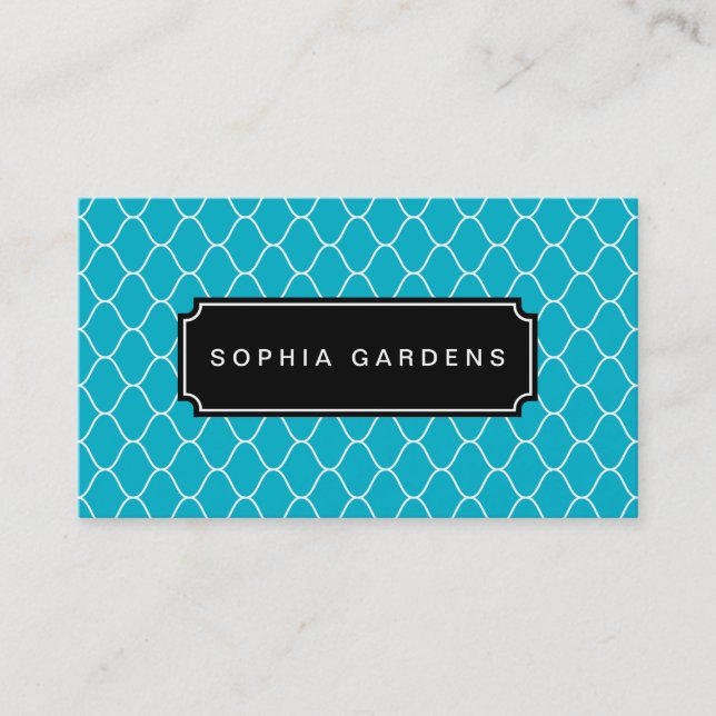 Name Plate v3 - Amime Pattern - Aqua Business Card (Front)