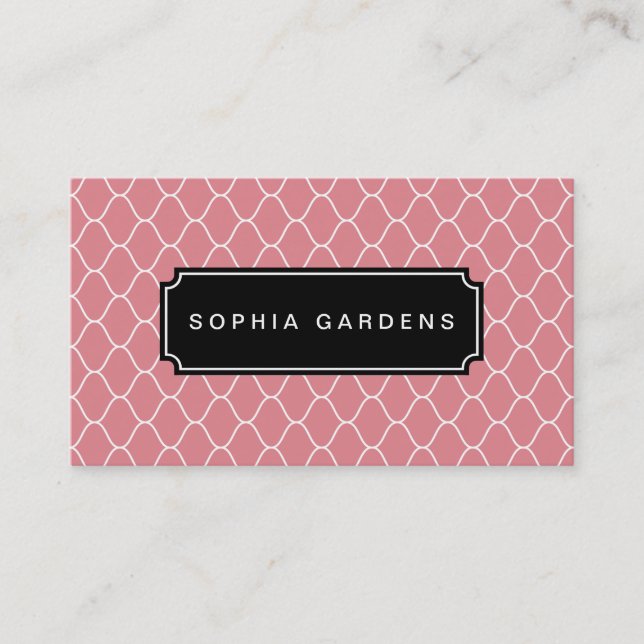 Name Plate v3 - Amime Pattern - Pink Business Card (Front)