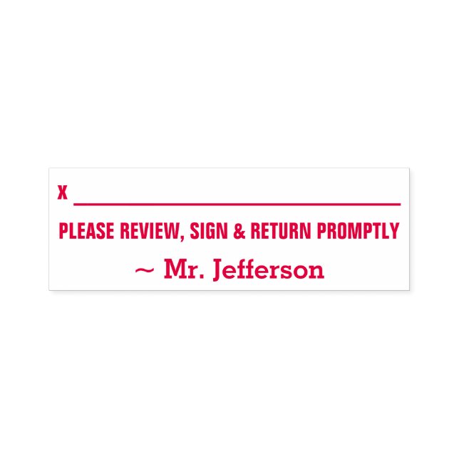 Name + "PLEASE REVIEW, SIGN & RETURN PROMPTLY" Self-inking Stamp (Design)
