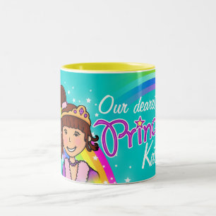 Name princess girls rainbow aqua mug
