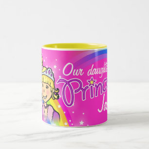 Name princess girls rainbow pink mug