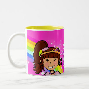 Name princess girls rainbow pink mug