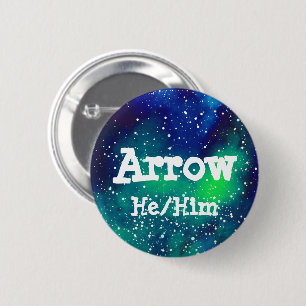 Name ___ + Pronouns Customisable Galaxy 6 Cm Round Badge