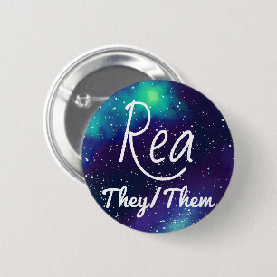 Name ___ + Pronouns Customisable Galaxy 6 Cm Round Badge