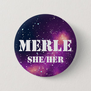 Name ___ + Pronouns Customisable Galaxy 6 Cm Round Badge