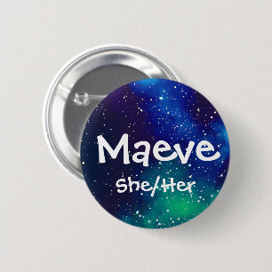 Name ___ + Pronouns Customisable Galaxy 6 Cm Round Badge