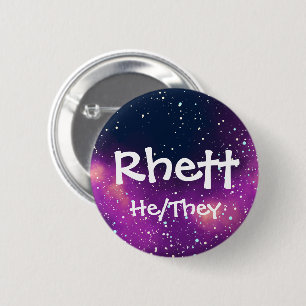 Name ___ + Pronouns Customisable Galaxy 6 Cm Round Badge
