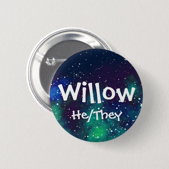 Name ___ + Pronouns Customisable Galaxy 6 Cm Round Badge (Front & Back)