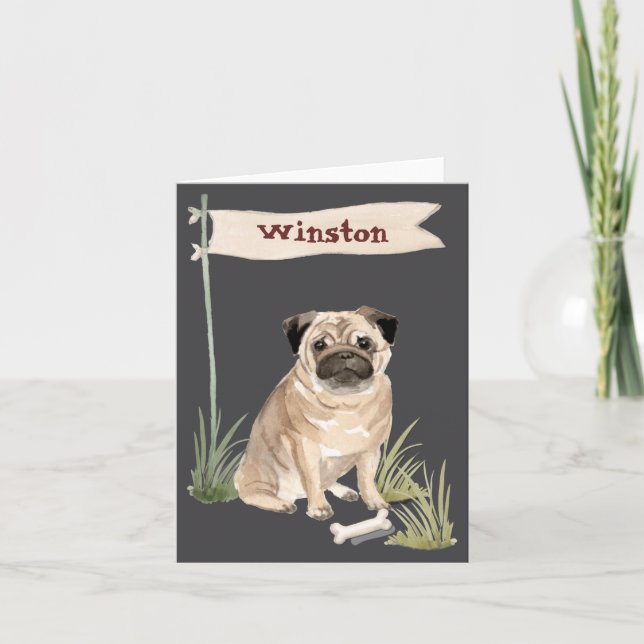 Name Pug Pet Dog  Card (Front)