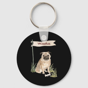 Name Pug Pet Dog  Key Ring