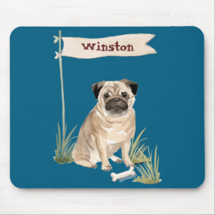 Name Pug Pet Dog Mouse Mat