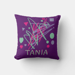 Name Purple Pink Teal Circle Square Triangle Heart Cushion