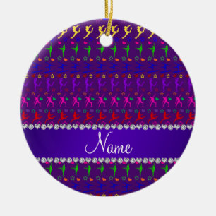 Name purple rainbow gymnastics hearts stars ceramic tree decoration