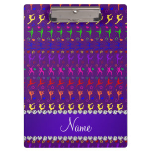 Name purple rainbow gymnastics hearts stars clipboard