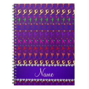 Name purple rainbow gymnastics hearts stars notebook