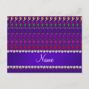 Name purple rainbow gymnastics hearts stars postcard