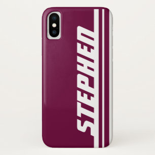 Name purple & white stripe sport iphone case