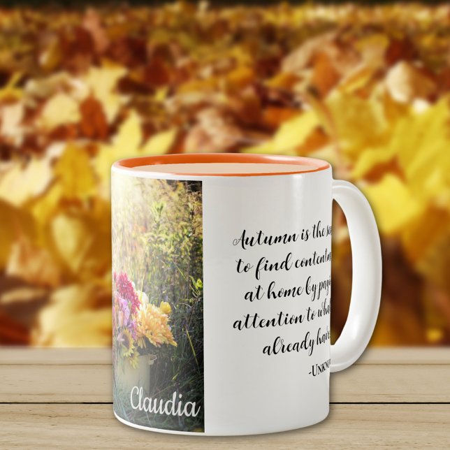 Name Quote, Beautiful Autumn Print 11oz Two-Tone Coffee Mug (Creator Uploaded)