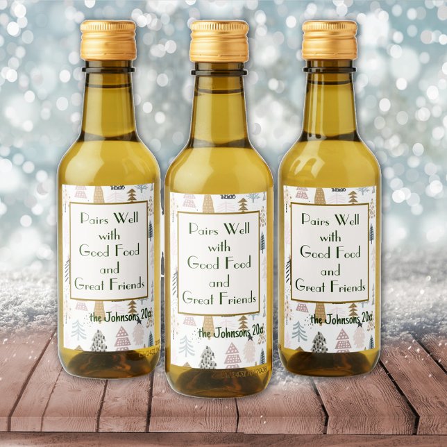 Name Quote || Winter Rustic Christmas Trees (10) Wine Label (Creator Uploaded)