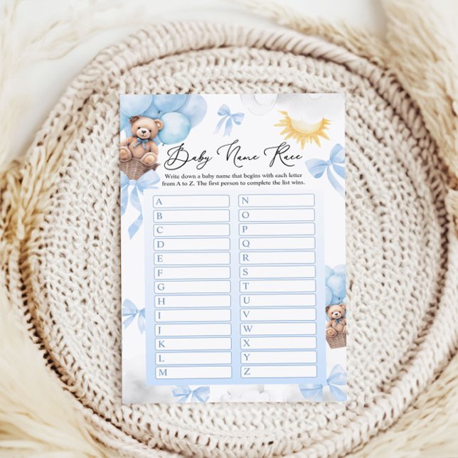 Name Race Baby Shower  Game card (Creator Uploaded)