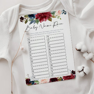 Name Race Baby Shower Game card