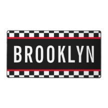 Name Racing Red White Black Chequerboard Pattern