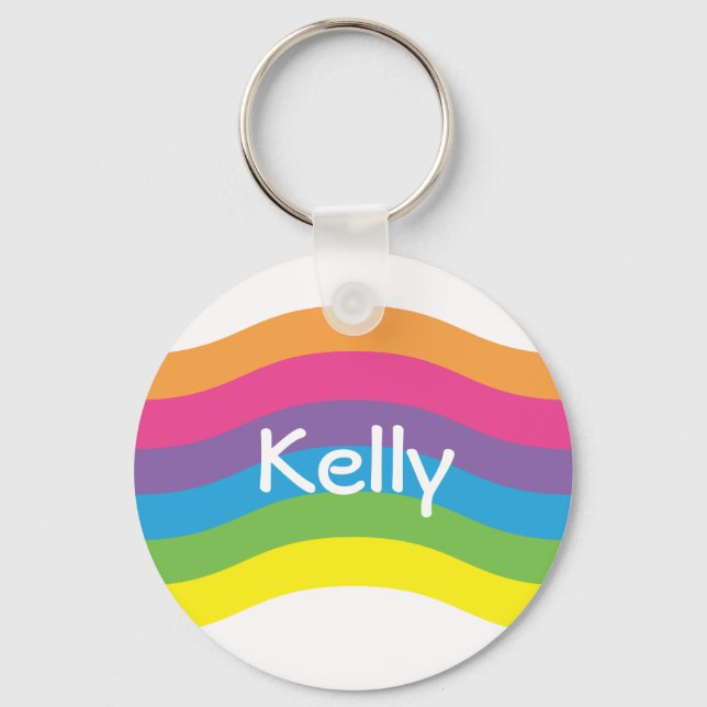 Name Rainbow Wave Key Ring (Front)