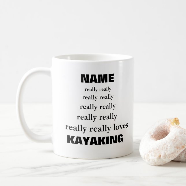 Name really really really loves Subject KAYAKING  Coffee Mug (With Donut)