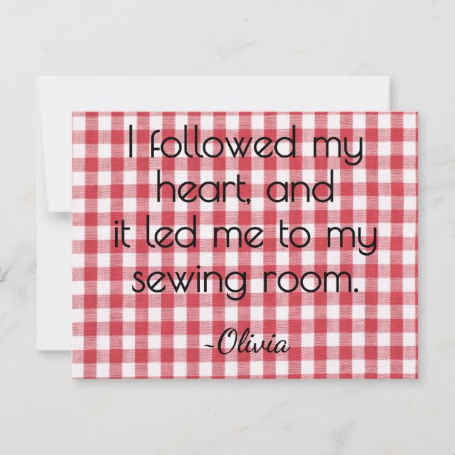 Name, Red and White Gingham All-Occasion Flat Card (Front)