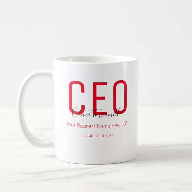 Name Red Black CEO  Coffee Mug (Left)
