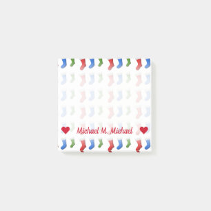 Name; Red, Blue and Green Christmas Stockings Post-it Notes