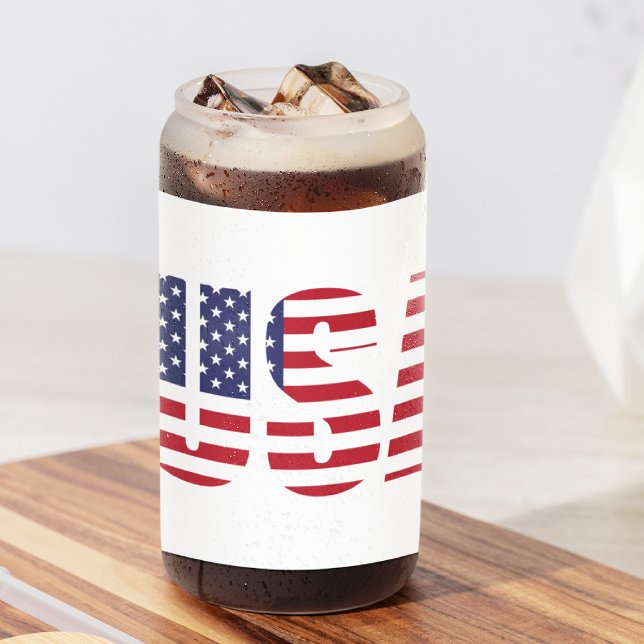 Name, Red White Blue USA Stencil 16oz. Can Glass (Creator Uploaded)