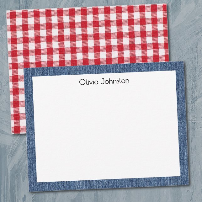 Name || Red White Buffalo Check Blue Denim Frame Card (Creator Uploaded)